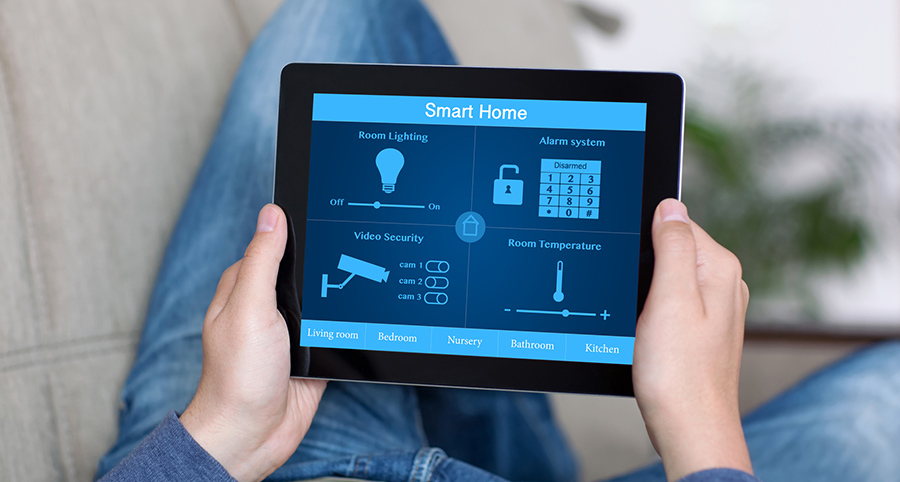 The ability to access and control security components from a mobile device is one of the top smart home trends in Kalamazoo. Close-up of smart home security app.